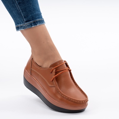 Pantofi Talpa Ortopedica Piele Naturala Camel 1136