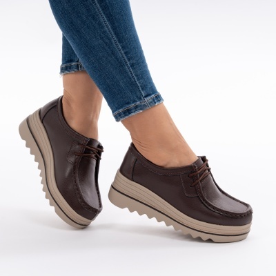 Pantofi Talpa Ortopedica Piele Naturala Maro 1-1151