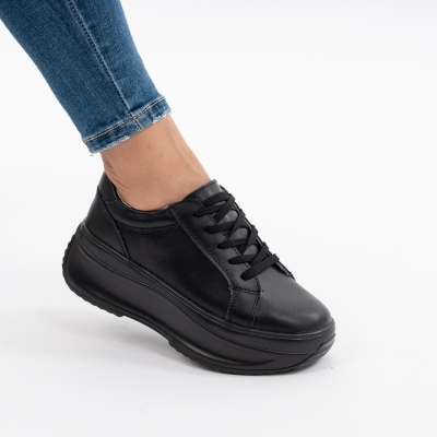 Pantofi Talpa Ortopedica Piele Naturala Negri 6855