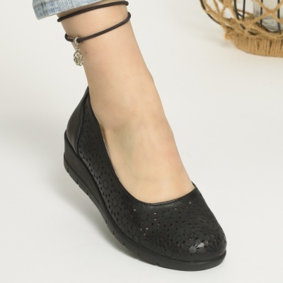 Pantofi Talpa Ortopedica Piele Naturala Negri F002-377