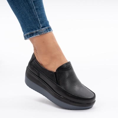 Pantofi Talpa Ortopedica Piele Naturala Negru 1158