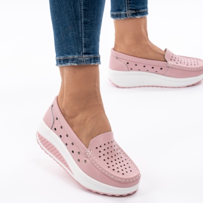Pantofi Talpa Ortopedica Piele Naturala Roz A335