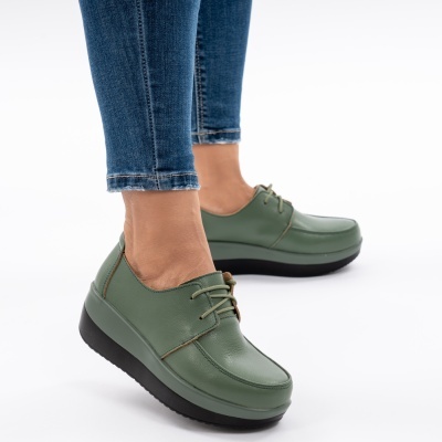 Pantofi Talpa Ortopedica Piele Naturala Verde 1168