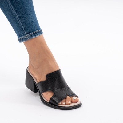 Pantofi Tip Papuci Piele Naturala Talpa Comoda AN2710-1 Negru