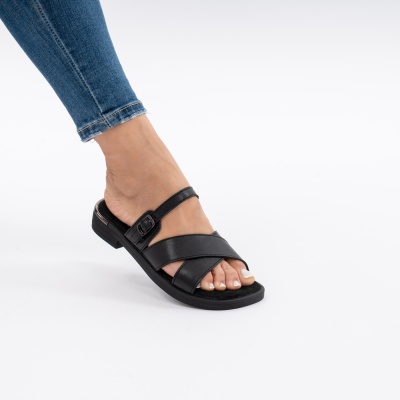 Pantofi Tip Papuci Piele Naturala Talpa Comoda F002-545 Negru