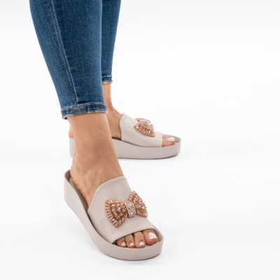 Pantofi Tip Papuci Piele Naturala Talpa Comoda GI04 Bej