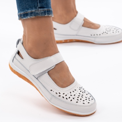 Pantofi Tip Sandale Piele Naturala Cu Bareta Alb MM265