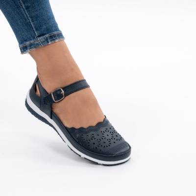 Pantofi Tip Sandale Piele Naturala Cu Bareta Albastru F20-003