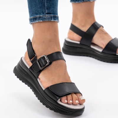 Pantofi Tip Sandale Piele Naturala Talpa Comoda AN122 Negru