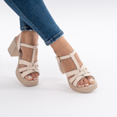 Pantofi Tip Sandale Piele Naturala Talpa Comoda AN2510-5 Bej