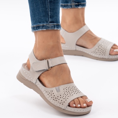 Pantofi Tip Sandale Piele Naturala Talpa Comoda AN2671-1 Gri