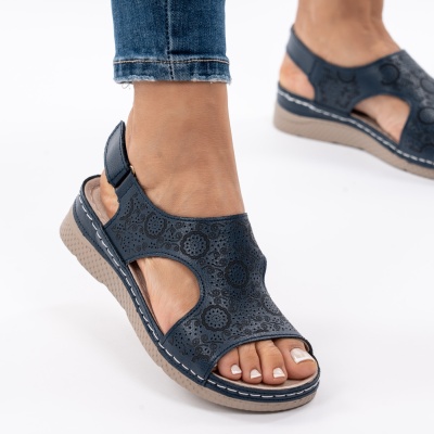 Pantofi Tip Sandale Piele Naturala Talpa Comoda AN2678-1 Albastru