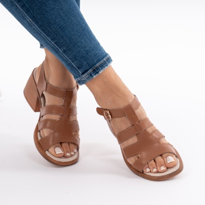 Pantofi Tip Sandale Piele Naturala Talpa Comoda AN2710-5 Camel