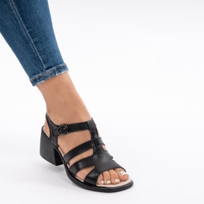 Pantofi Tip Sandale Piele Naturala Talpa Comoda AN2710-5 Negru
