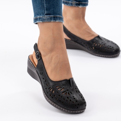 Pantofi Tip Sandale Piele Naturala Talpa Comoda F002-649 Negru