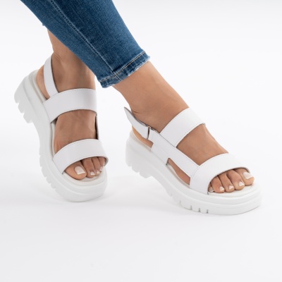 Pantofi Tip Sandale Piele Naturala Talpa Comoda T-8043 Alb