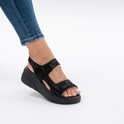 Pantofi Tip Sandale Piele Naturala Talpa Comoda T-8051 Negru