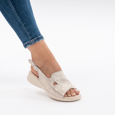 Pantofi Tip Sandale Piele Naturala Talpa Comoda T-8052 Bej