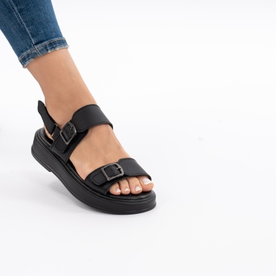 Pantofi Tip Sandale Piele Naturala Talpa Comoda T-8060-2 Negru