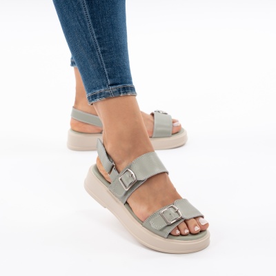Pantofi Tip Sandale Piele Naturala Talpa Comoda T-8060-2 Verde