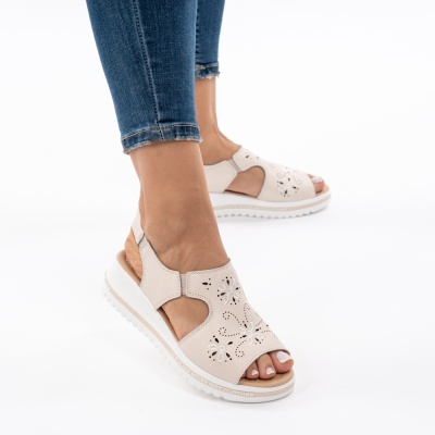 Sandale Piele Naturala Bej JY3010