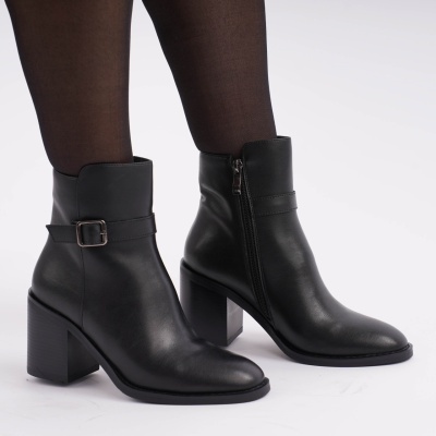 Botine Piele Naturala Negre SN5002