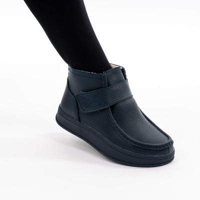 Ghete Imblanite Piele Naturala Albastre 231B