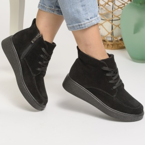 Ghete Imblanite Piele Naturala Intoarsa Negre T3083