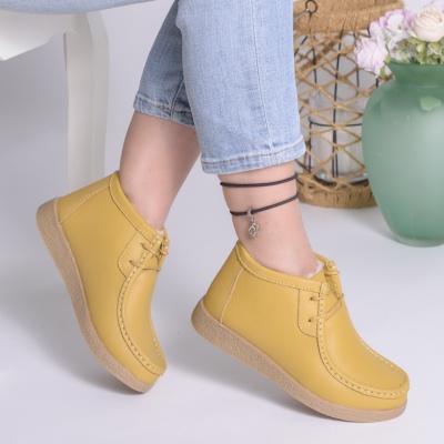 Ghete Imblanite Piele Naturala Mustar 9602-2