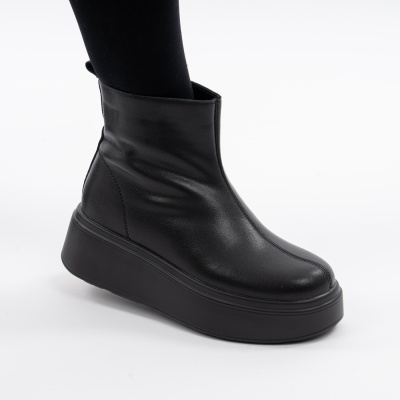 Ghete Imblanite Piele Naturala  Talpa Comoda Negru 151