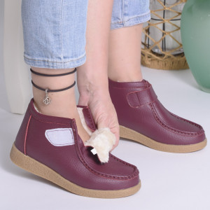 Ghete Imblanite Piele Naturala Visiniu 9601-2
