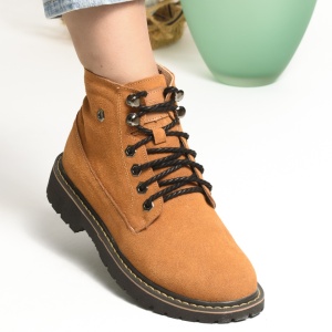 Ghete Piele Naturala Imblanite Talpa Bocanci Camel 1952-1