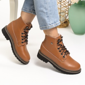 Ghete Piele Naturala Imblanite Talpa Bocanci Camel 1952