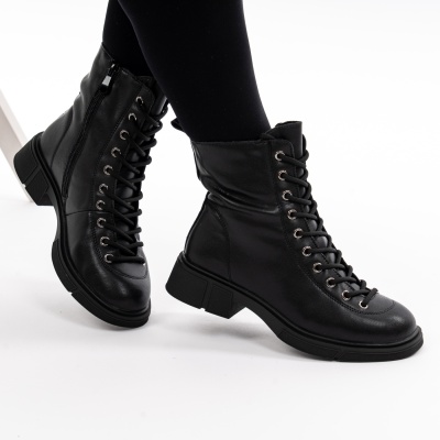 Ghete Piele Naturala Imblanite Talpa Bocanci Negre 160-1