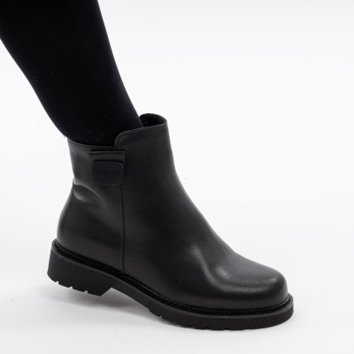 Ghete Piele Naturala Imblanite Talpa Bocanci Negre 2801