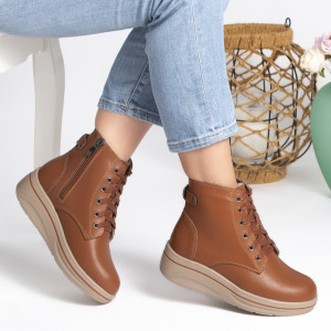 Ghete Piele Naturala Imblanite Talpa Casual Camel 1959-2