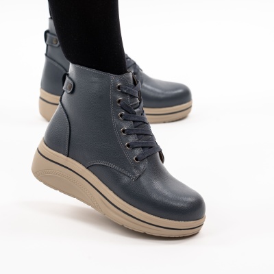 Ghete Piele Naturala Imblanite Talpa Casual Gri 1959-2