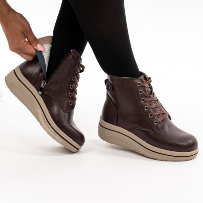 Ghete Piele Naturala Imblanite Talpa Casual Maro 1960-2