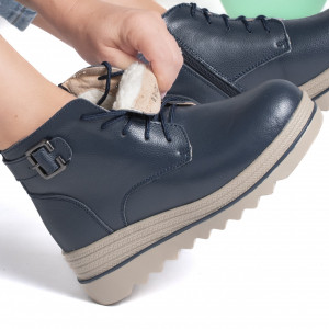 Ghete Piele Naturala Imblanite Talpa Striată Albastre 2021-1B
