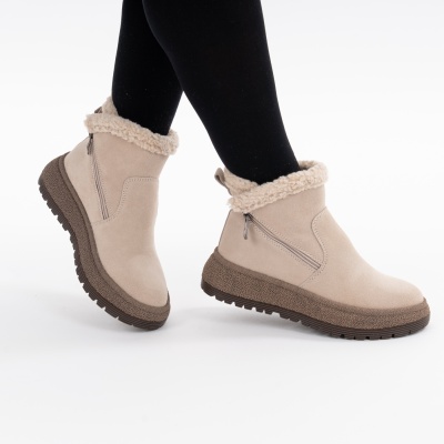 Ghete Piele Naturala Imblanite Talpa Striată Bej Jy7955