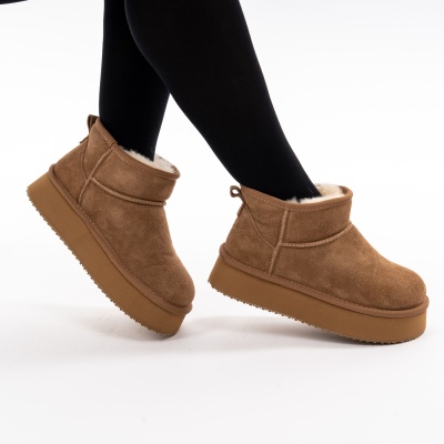 Ghete Piele Naturala Imblanite tip UG Camel 8731