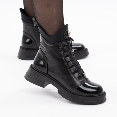 Ghete Piele Naturala Negru