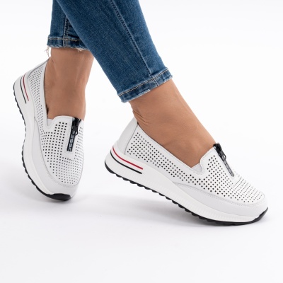 Pantofi Casual Din Piele Naturala Albi Q892