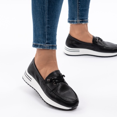 Pantofi Casual Din Piele Naturala Negri Q891
