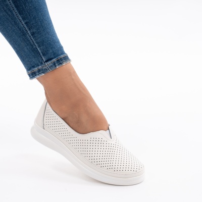 Pantofi Casual Piele Naturala Alb 601