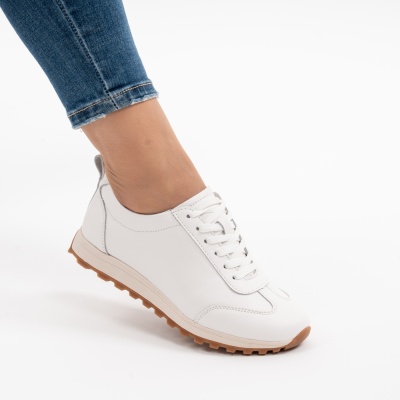 Pantofi Casual Piele Naturala Alb F002-642