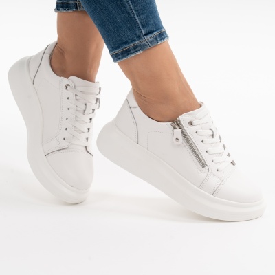Pantofi Casual Piele Naturala Alb F002-651