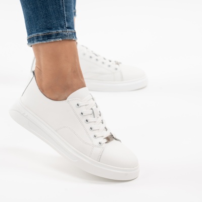 Pantofi Casual Piele Naturala Alb F005-031