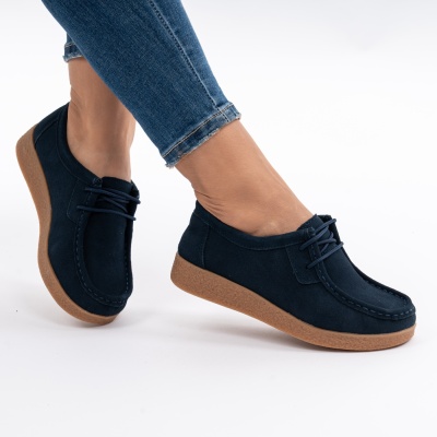 Pantofi Casual Piele Naturala Albastri 8517-1