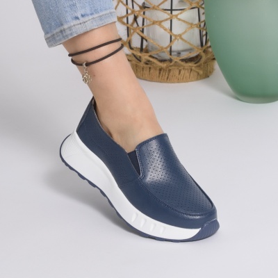 Pantofi Casual Piele Naturala Albastru JY3921